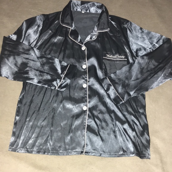 SHEIN Other - Shein Mellided & Dainty Rose satin blueish grey 7pc Pj set BNWOT